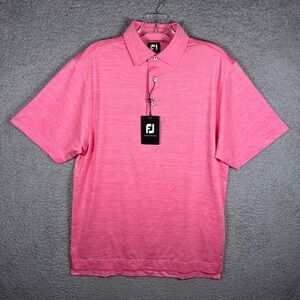 NWT FootJoy Mens Space Dye Lisle Self Golf Polo Shirt Pink Azalea 22917 Small